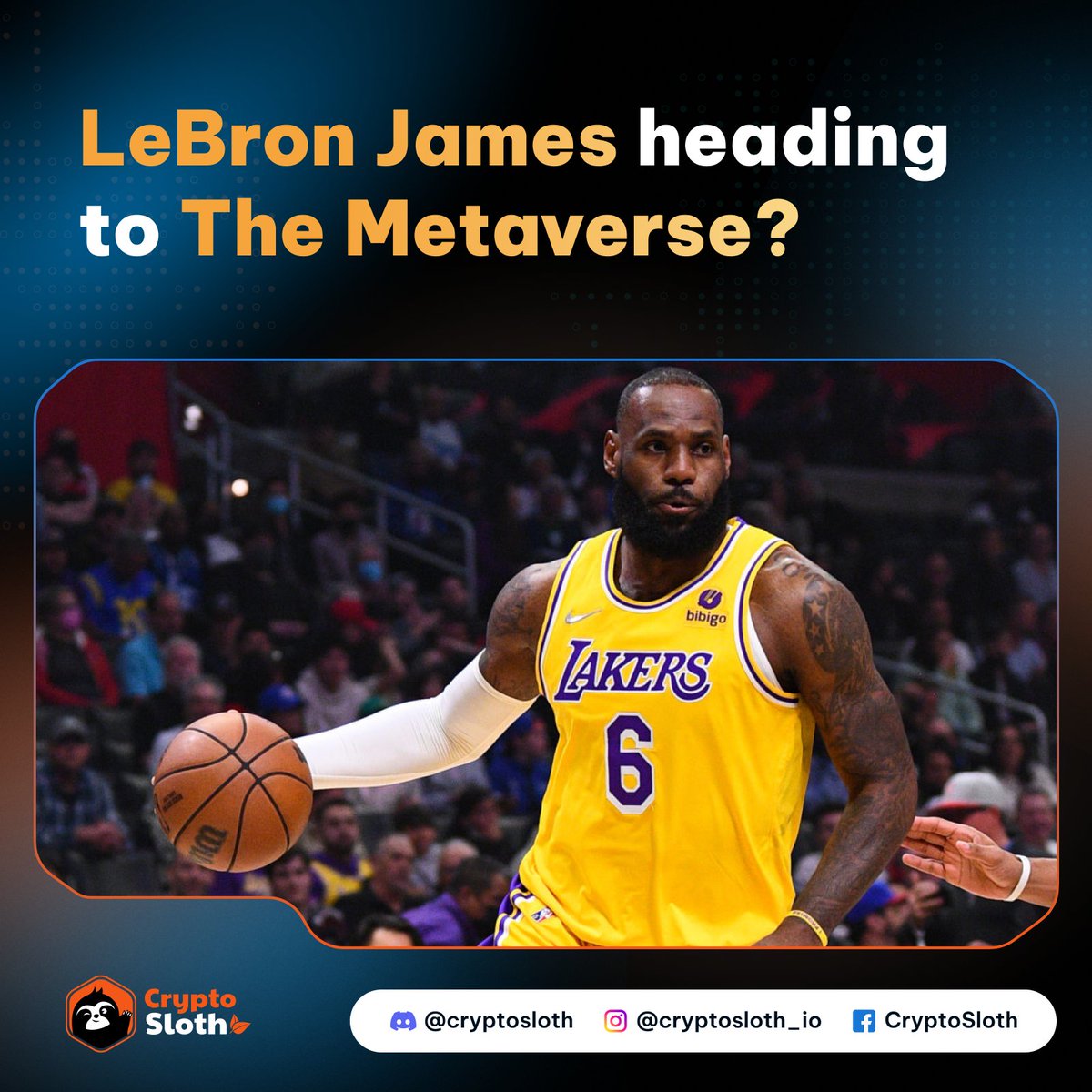 CryptoSloth_io's tweet photo. 🏀L𝗟𝗘𝗕𝗥𝗢𝗡 𝗝𝗔𝗠𝗘𝗦 𝗛𝗘𝗔𝗗𝗜𝗡𝗚 𝗧𝗢 𝗧𝗛𝗘 𝗠𝗘𝗧𝗔𝗩𝗘𝗥𝗦𝗘?🏀
#LeBronJames #nftartist #nftcommunity  #Metaverse #crypto #bitcoin #blockchain #cryptocurrency #cryptocurrencies #cryptonews
👉 Please Check out  https://t.co/sNKbSuYdKI for more! https://t.co/leGEHYzDrj