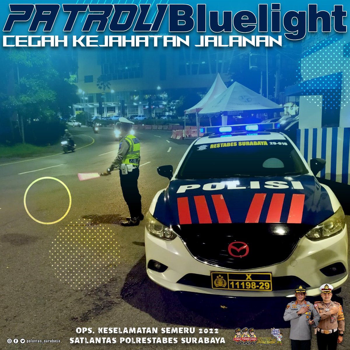 polantassby's tweet photo. Satlantas Polrestabes Surabaya Terus Melaksanakan Patroli Blue Light Guna Mencegah Tindak Kejahatan https://t.co/FeXrzTzKzs