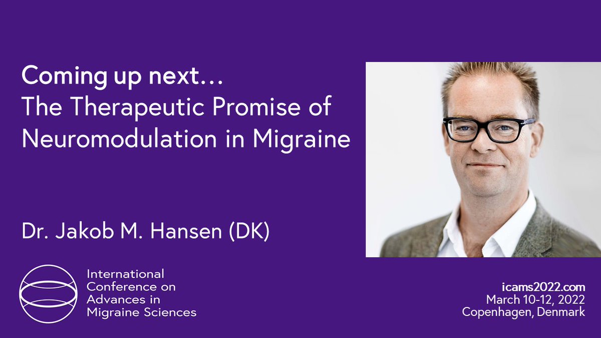Lunch break until 1:00 pm CET. We will open the second session with Dr. Jakob M. Hansen and "The Therapeutic Promise of Neuromodulation in #Migraine". Stay tuned! See you in ~30 min on live stream @ icams2022.com 

<a href="/ihs_official/">International Headache Society</a> <a href="/EHF_Official/">European Headache Federation</a> <a href="/ahsheadache/">American Headache Society</a> <a href="/EANeurology/">European Academy of Neurology</a>