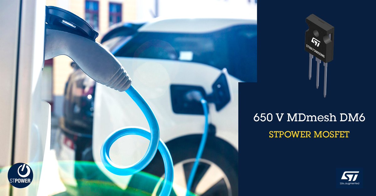 ST_World's tweet photo. 🆕 ST's new 650 V, 75 A #STPOWER #MOSFET offers greater flexibility and operating safety margin. This is great news for #EV #charging station networks, as reliability and robustness become key factors in their continued rollout. https://t.co/8KB5MC3zyb https://t.co/XL6rasI0SW