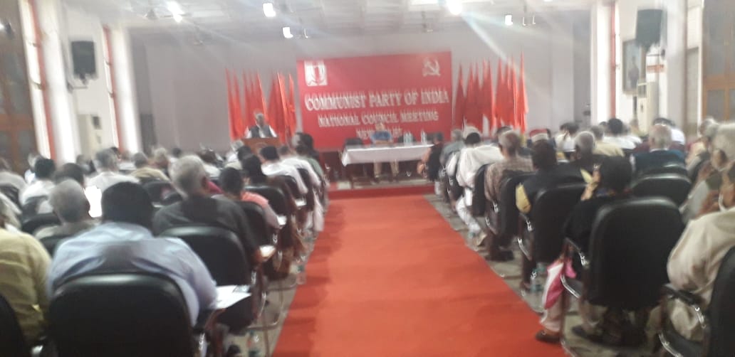 cpofindia's tweet photo. Cpi National Council meet at delhi commences .Com D Raja presenting the report https://t.co/IVktqNMAGx
