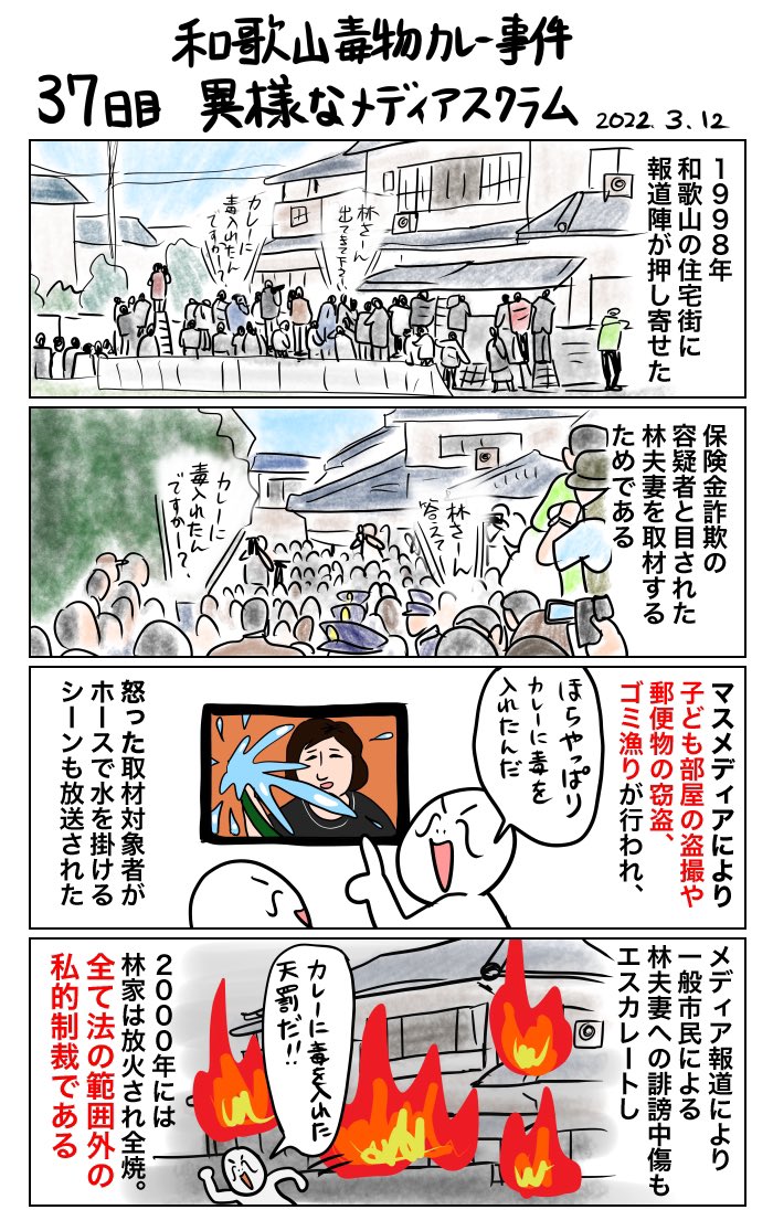 #100日で再生する日本のマスメディア 
37日目 和歌山毒物カレー事件 異様なメディアスクラム(日付訂正版2020年→2022年) 