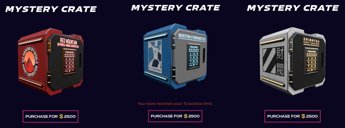 SupremacyMeta's tweet photo. What will you reveal? 📦🤫

Mystery Crates are purchasable with $SUPS. 
Secure your Mech for Battle and build your fleet.

Open 1 Mystery Crate for 1 Mech.

Max 15 limit per person

#NFT #NFTs #NFTGaming #NFTGame https://t.co/IGww2N24Nt