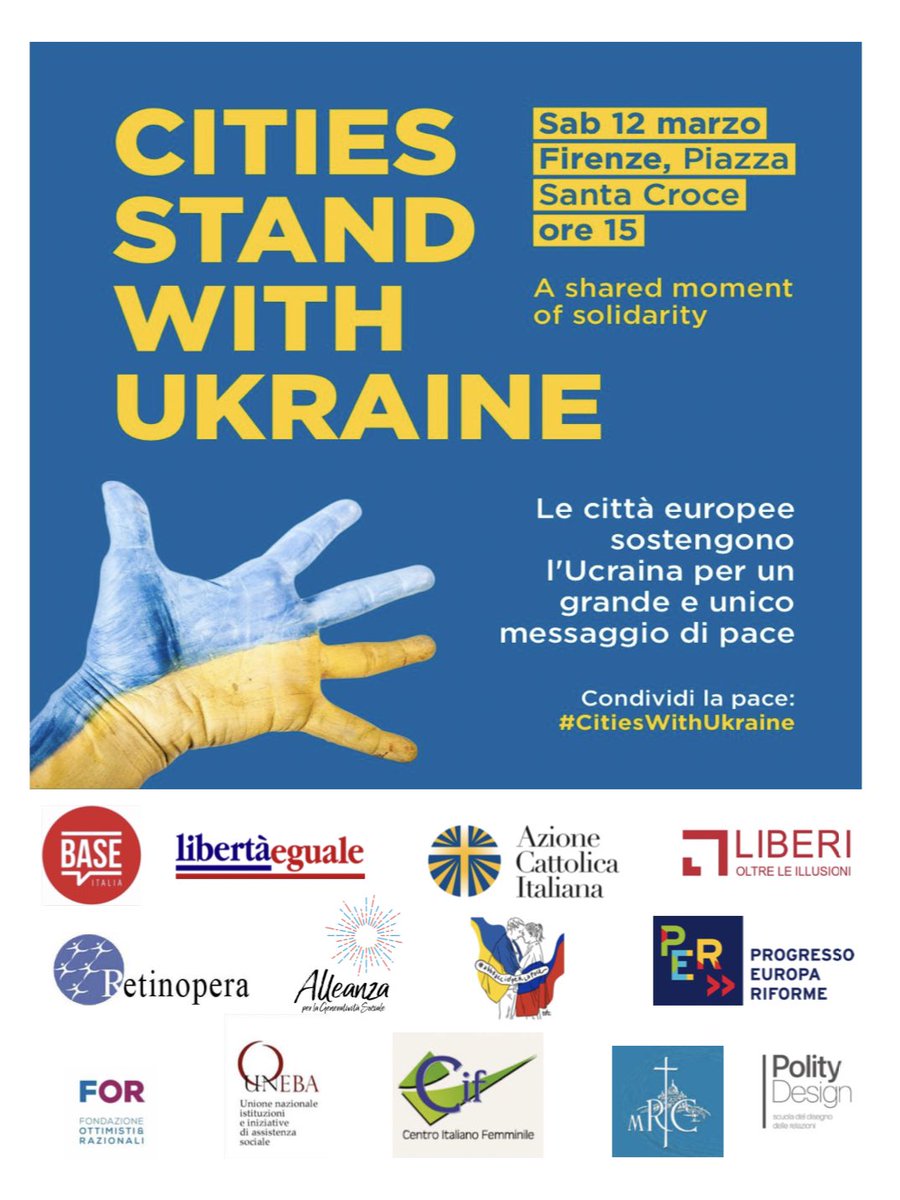Insieme a tantissime persone e associazioni a sostegno della bellissima iniziativa #CitiesWithUkraine e della manifestazione di oggi a #Firenze