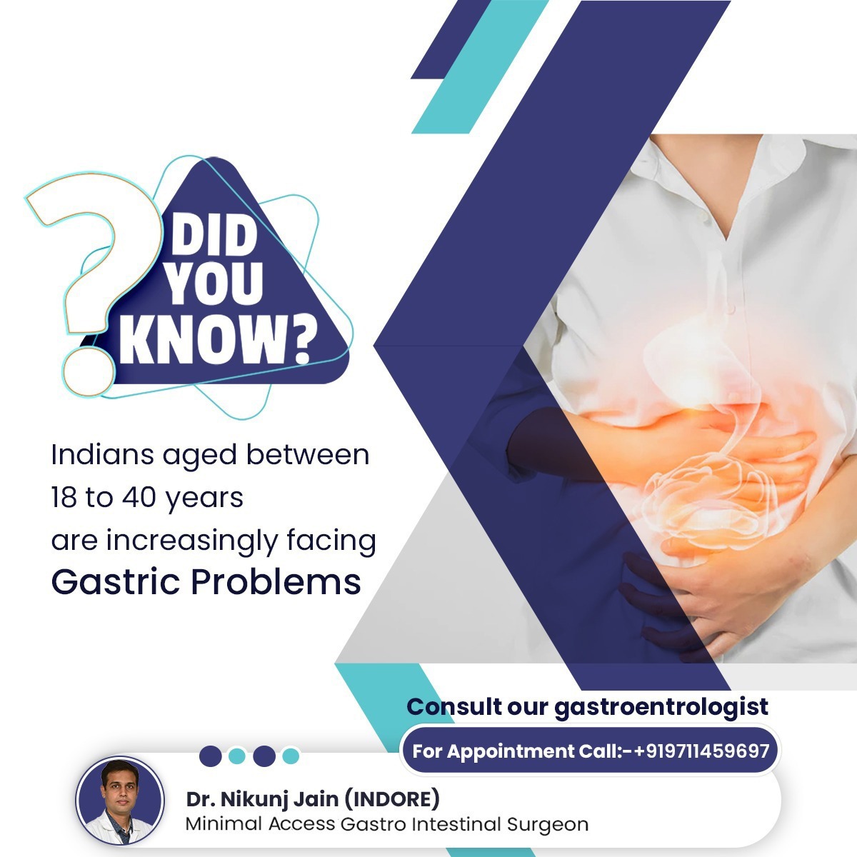 DrNikunjjain_GI's tweet image. Earlier elder people say that they face gastric issues but according to a study nowadays Indian aged between 18 to 40 years are increasingly facing gastric problems because of their unhealthy lifestyles.

#acidity #acidityproblem #stomachpain #abdomenpain  #FridayMotivation