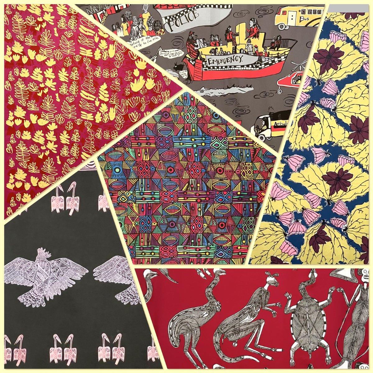 DeborahKobylt's tweet photo. I always enjoy decompressing at local museums, and wanted to share an extraordinary exhibit I saw this week at the #FowlerMuseum at #UCLA. These are Aboriginal screen-painted textiles from Australia. https://t.co/Vpb8eFrPF2