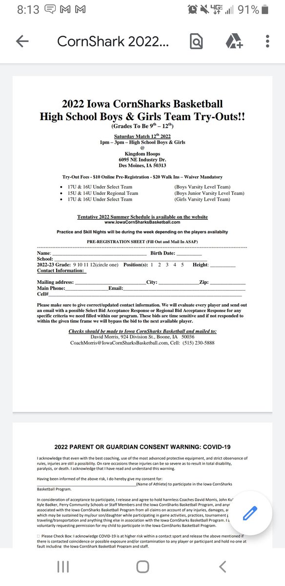 IowaCornSharks's tweet photo. Try outs today boys and girls at 1pm in ankeny. Register online https://t.co/dJPG7Djz05 #iahsbkb #cornsharks https://t.co/OB2k7HNloX