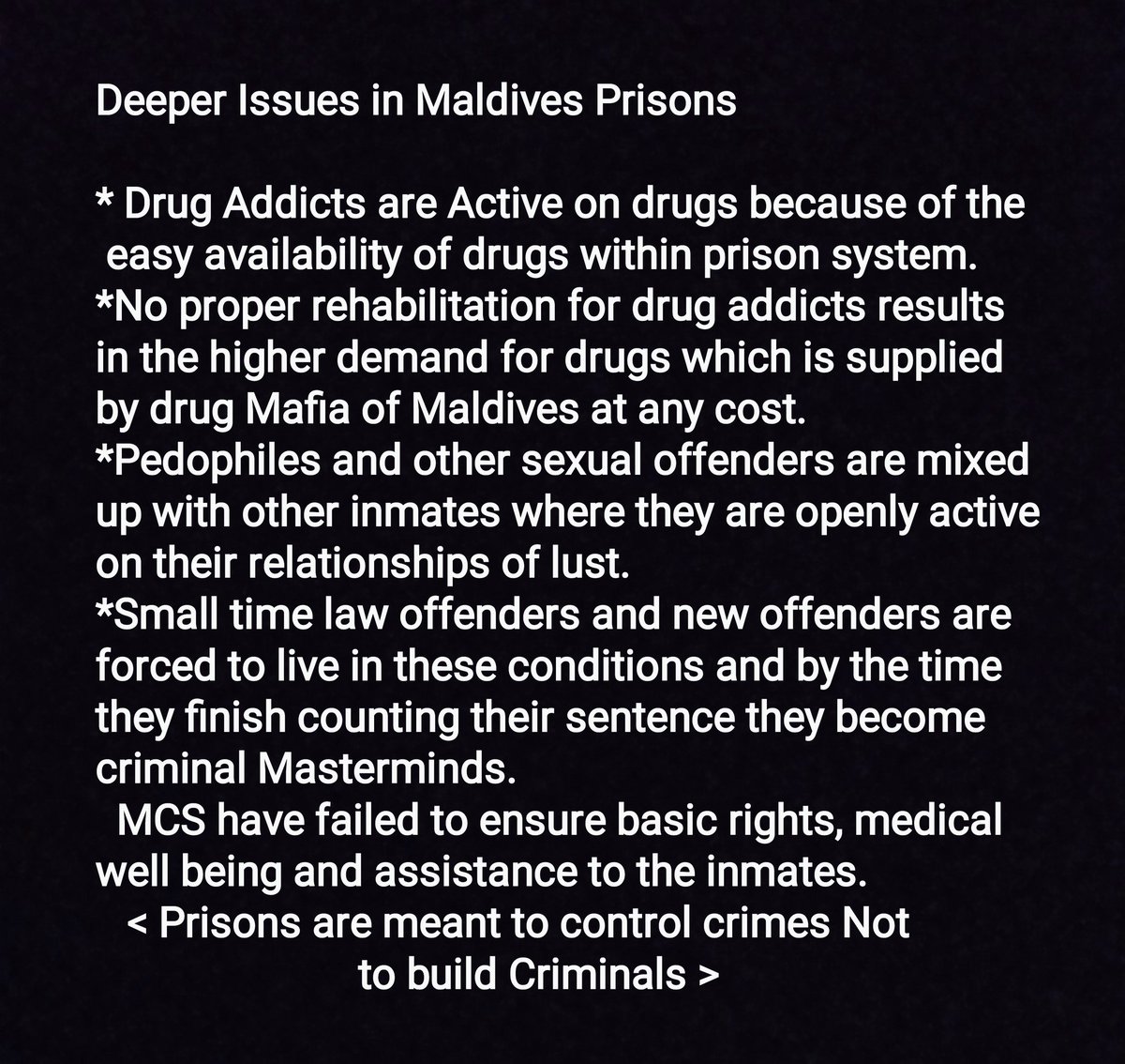 Could an Electrical wiring course conducted by <a href="/MVPolytechnic/">Maldives Polytechnic</a>  and <a href="/TransparencyMV/">Transparency MV</a>  solve deeper issues  in #Maldives Prisons? <a href="/ShimranAb/">Imran Abdulla</a> <a href="/ahumadhumohamed/">Ahmed Mohamed</a> <a href="/nooramohamed/">Noora Mohamed</a> <a href="/MohamedNasheed/">Mohamed Nasheed</a> <a href="/UNODC_PTRS/">UNODC Prevention Treatment Rehabilitation Section</a> <a href="/UNODC/">UN Office on Drugs & Crime</a> <a href="/ESAmaldives/">Esa Abdulla 🇵🇸Free 𝓟𝓪𝓵𝓮𝓼𝓽𝓲𝓷𝓮 🇵🇸</a> <a href="/mnaweez/">Akku</a> <a href="/fourmea/">forme</a> <a href="/Imthiyazfahmy/">𝐈𝐦𝐭𝐡𝐢𝐲𝐚𝐳 𝐅𝐚𝐡𝐦𝐲</a> <a href="/inmate_s/">Maldivian Inmates ދިވެހި ޤައިދީން 🔻</a> @