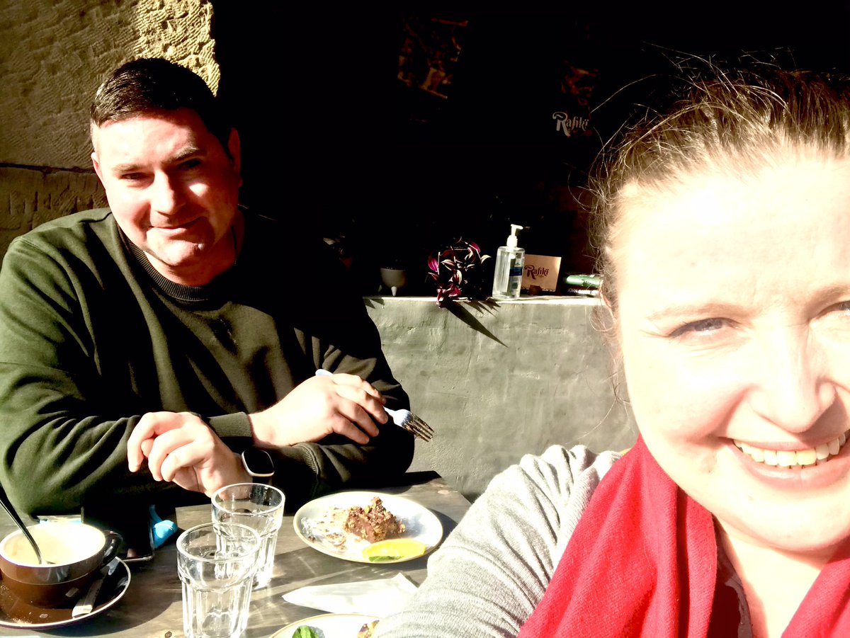 Enjoying a well deserved, post-canvass, delicious, coffee and cake at the wonderful <a href="/tanifiki/">Tanifiki</a> with the best running mate a girl could ask for - @Simon4Indy!