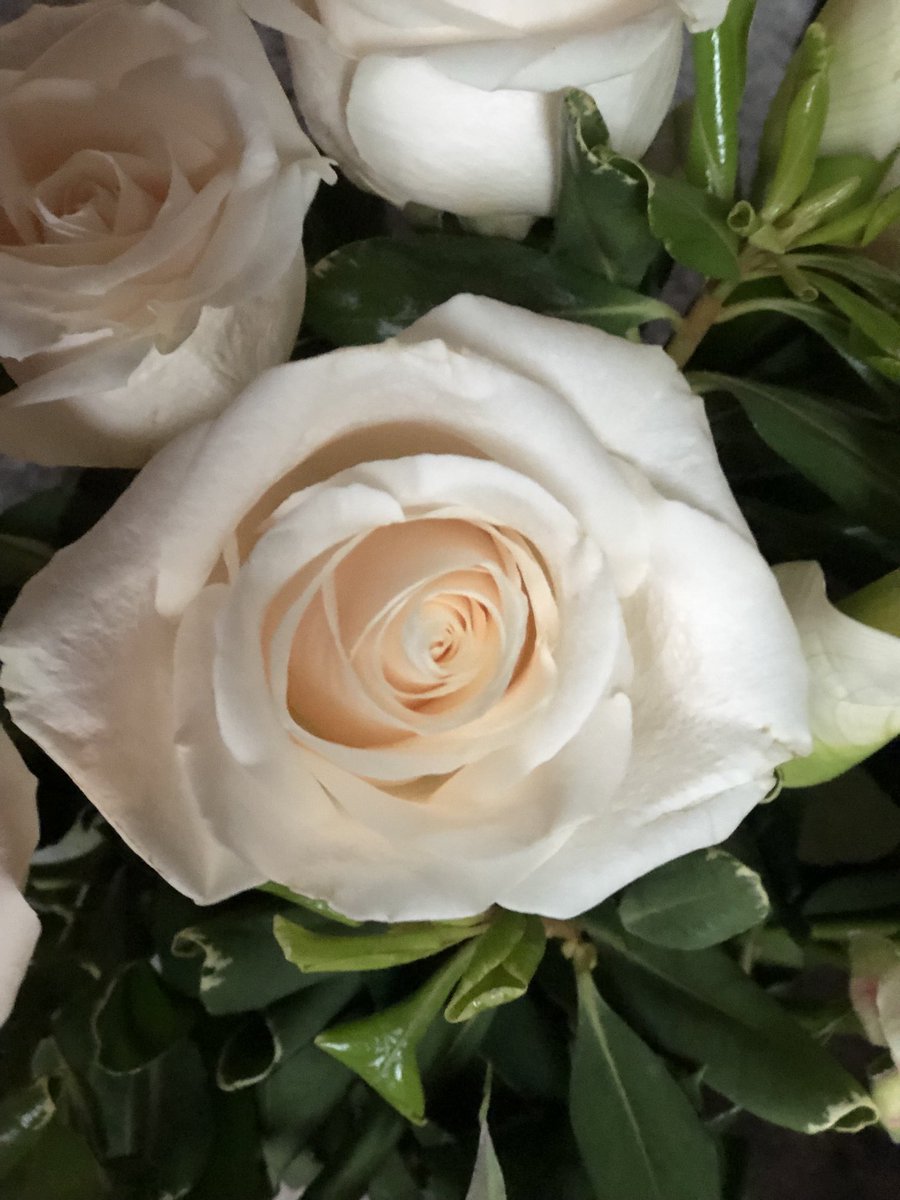 SheilaPR4's tweet photo. A bouquet send to us by our Niece in memory of my Father in Law. ❤️ #WhiteforPeace https://t.co/ISXi8jKrI5