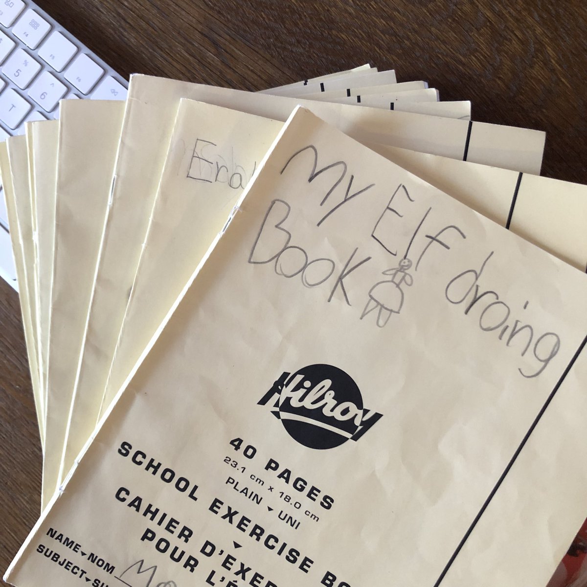 ElusiveStory's tweet photo. I found 10 notebooks from school in my 8โs backpack. Some have stories she started; all have drawings; none are completely full.
Iโd say sheโs a good ways into her writerโs journey.๐คทโโ๏ธ
#writerslife #notebookcollection https://t.co/x0GLxdz3kM