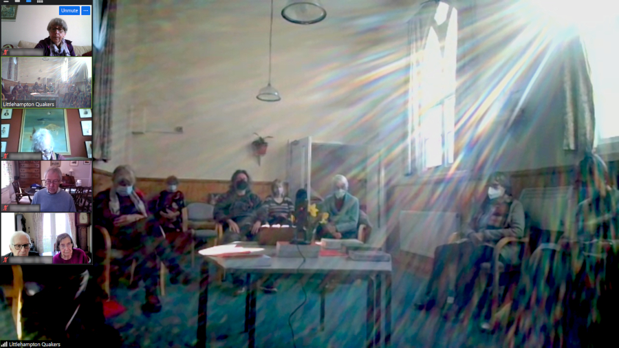 littquakers's tweet photo. Presence in the midst. From our #Littlehampton Meeting for #Worship on Sunday 27 February. Friends attending via Zoom and in person experience the #light breaking in as we gather together. https://t.co/UFuQME7fXf