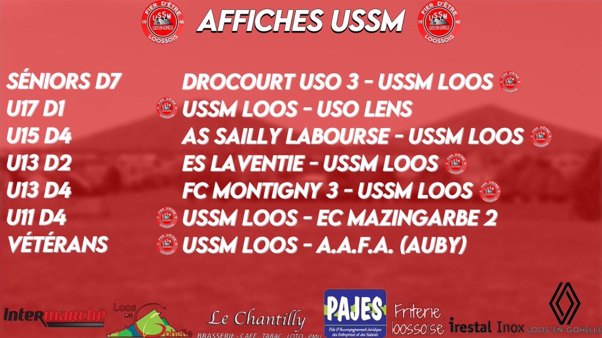 USSMLoos's tweet photo. Voici les affiches du week-end concernant toutes nos équipes !
Allez Loos !

#USSMLoos❤️🤍 https://t.co/K0jZWANxwD