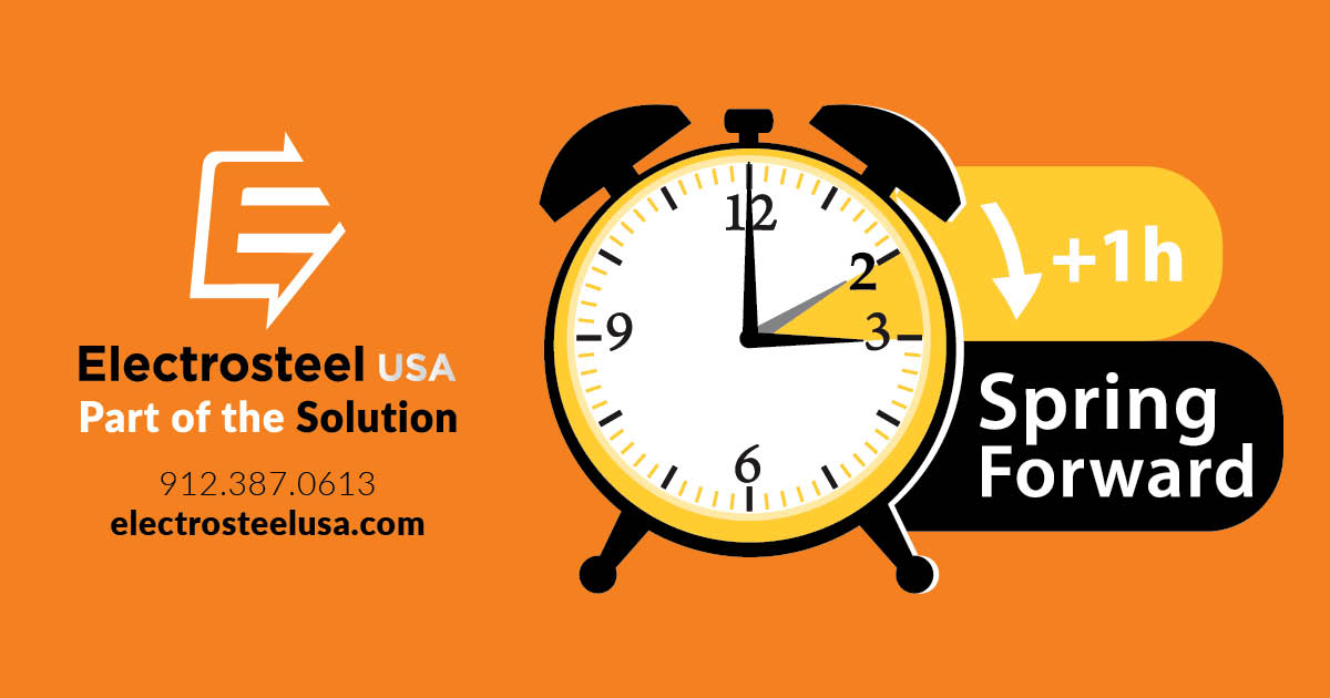 ElectrosteelUSA's tweet photo. Don't forget to set your clocks ahead, Sunday, March 13.
#electrosteel #springfroward #timechange https://t.co/UE6tMQGx2f