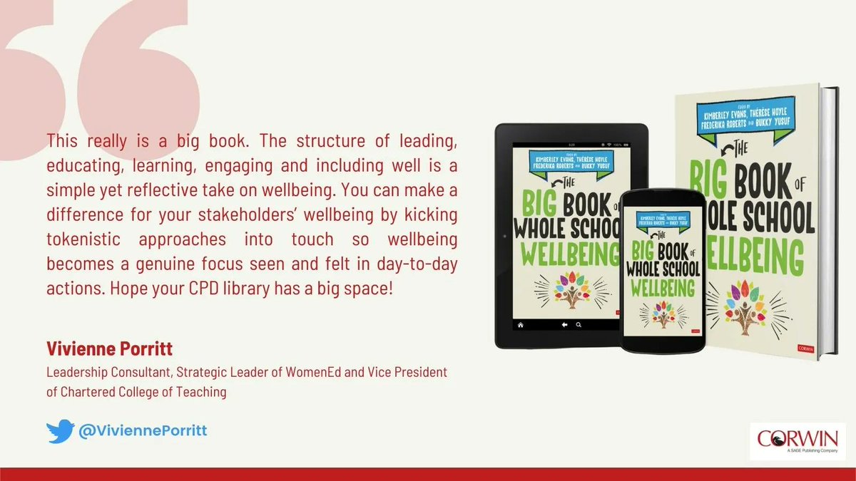 Frederika_R's tweet photo. Heard the #BigBookWellbeing ep. of #TinyVoiceTalks? @toriaclare interviewed me + @nourishworkplce @theresehoyle @rondelle10_b - we talked #WholeSchoolWellbeing and how we wrote a 22-author/4-editor book without meeting!
@SAGEeducation @edwellcoll 
https://t.co/oOppAsnuXf https://t.co/HXlFgEkZKw