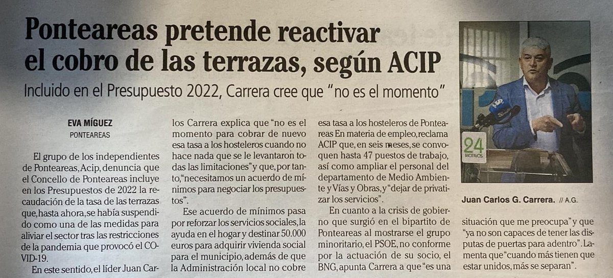 ACIPonteareas's tweet photo. 𝙼𝙴𝙳𝙸𝙾𝚂 𝙳𝙴 𝙲𝙾𝙼𝚄𝙽𝙸𝙲𝙰𝙲𝙸𝙾𝙽 | 🗞️ 𝗣𝗼𝗻𝘁𝗲𝗮𝗿𝗲𝗮𝘀 𝗽𝗿𝗲𝘁𝗲𝗻𝗱𝗲 𝗿𝗲𝗮𝗰𝘁𝗶𝘃𝗮𝗿 𝗲𝗹 𝗰𝗼𝗯𝗿𝗼 𝗱𝗲 𝗹𝗮𝘀 𝘁𝗲𝗿𝗿𝗮𝘇𝗮𝘀, 𝘀𝗲𝗴ú𝗻 𝗔𝗖𝗜𝗣

✍️ Faro de Vigo 

Link 👇
https://t.co/unqSzf21Vf

#somos𝘼𝙡𝙩𝙚𝙧𝙣𝙖𝙩𝙞𝙫𝙖
#aforzade𝙋𝙤𝙣𝙩𝙚𝙖𝙧𝙚𝙖𝙨 https://t.co/VGy2MhAAVa