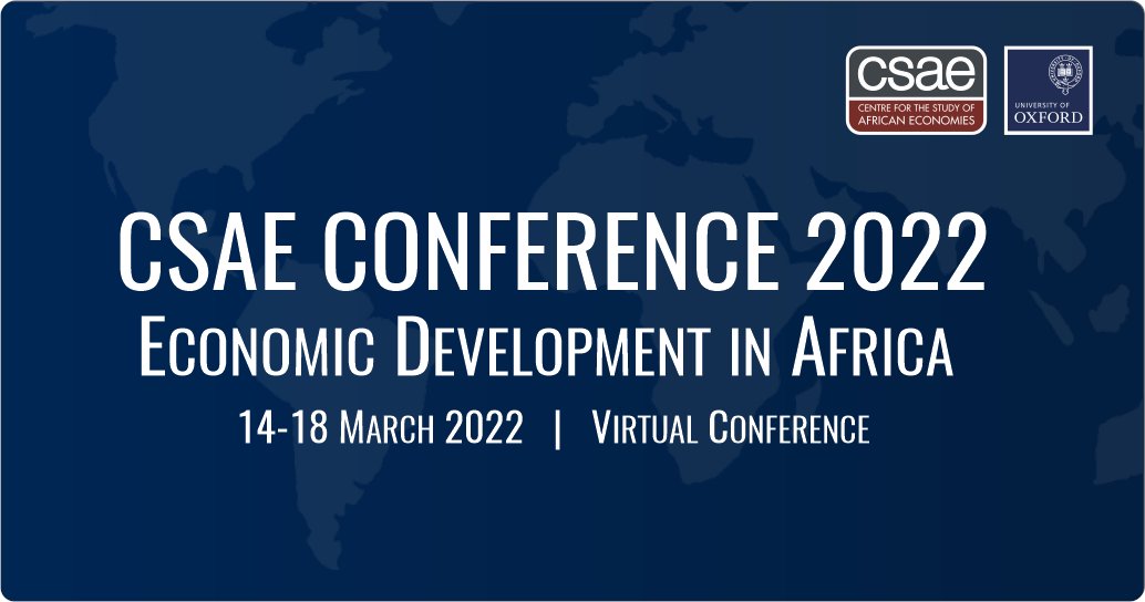 Oxford_CSAE's tweet photo. 🎊STARTING TOMORROW! There's still time to register for the CSAE Conference 2022: #Economic #Development in #Africa (#OxCSAE2022). Join us for a busy online programme of parallel sessions, panels, and poster sessions this week from 14-18 March 2022.

ℹ️https://t.co/PzYeQCSYzz https://t.co/Cb9qKdQh3J