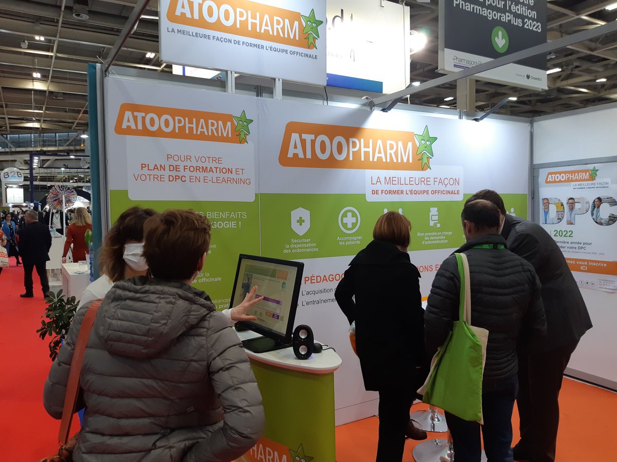 Atoopharm's tweet photo. Vous voulez vous former et former votre équipe tout au long de l'année ? 
Notre plan de formation continue est fait pour vous. 
Venez demander une démonstration sur notre stand E140. #PharmagoraPlus https://t.co/aaS06tlQyo