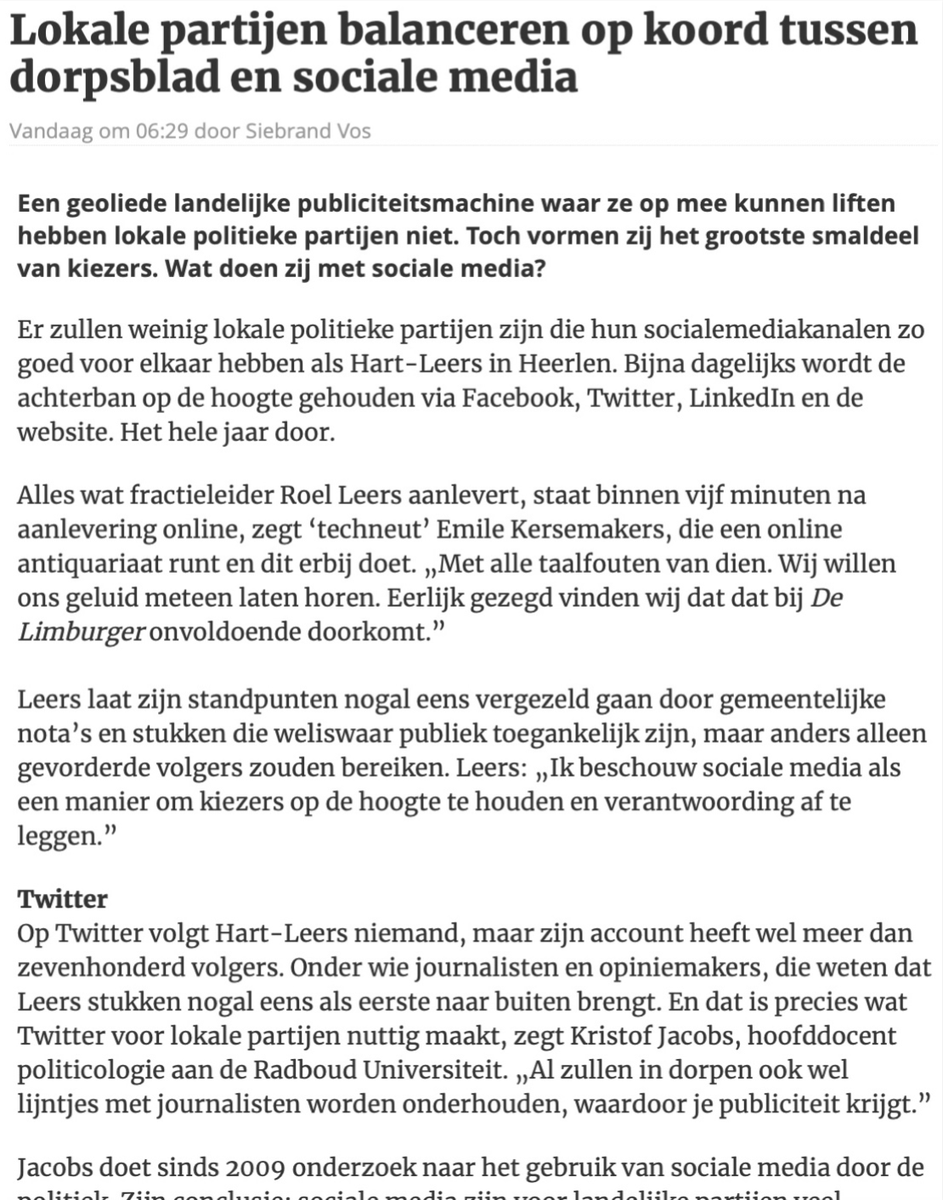 #DagbladDeLimburger geeft -wederom- een ‘grote pluim’ aan #HartLeers #Heerlen => verantwoording afleggen &amp; informeren