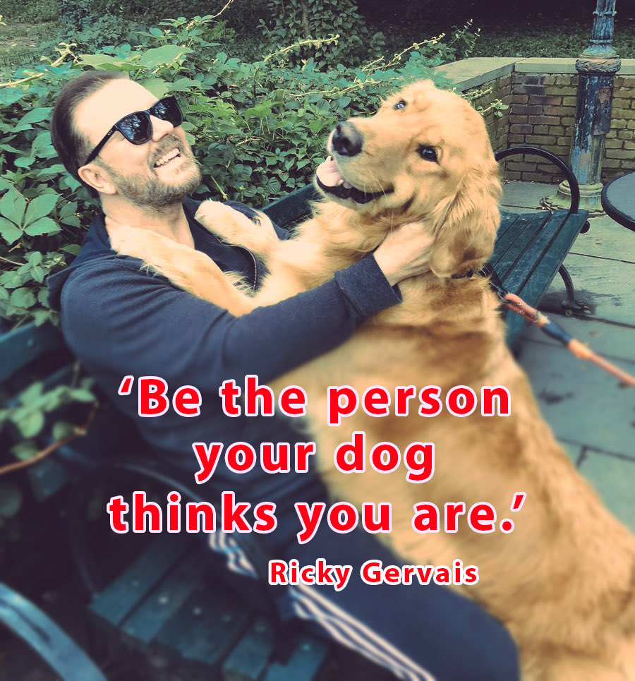 Charsley4God's tweet photo. ⁦@rickygervais⁩  I LOVE this !!  Such a powerful statement…..and a great goal in life !!! ❤️🐶❤️🐶❤️🐾🐾🐾 https://t.co/StlPOzgINu