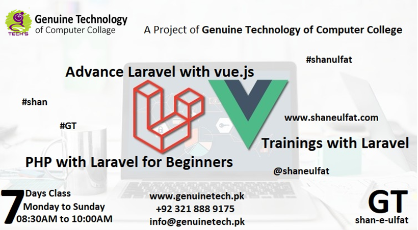 shaneulfat's tweet photo. Laravel with Vue.js Training short course 
0321 8889175 direct #WhatsApp chat
.
#development #laravel #php #html #css #javascript #hosting #domain #students #student #collage #university #shortcourse #webdevelopment #website #webdeveloper #developer #VueJS #Vue #JS #genuinetech https://t.co/ocN2CBs5v4