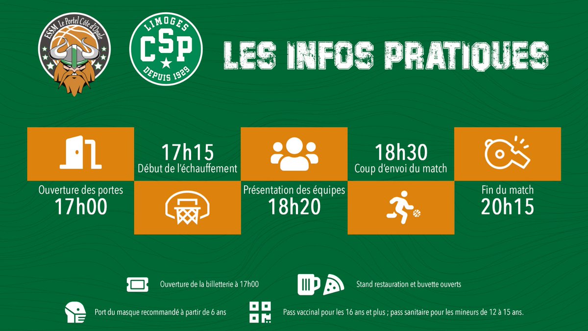 ESSMbasket's tweet photo. #BetclicELITE #ESSMCSP 🟢⚪
📌 Guichets fermés
⚕️ Pass vaccinal obligatoire
😷 Masque non obligatoire, mais fortement recommandé dans le #Chaudron
🍺🍕 Buvettes et stands restauration ouverts
⌚ 17h55, Défilé autour du parquet https://t.co/nrpNkyi1Z5