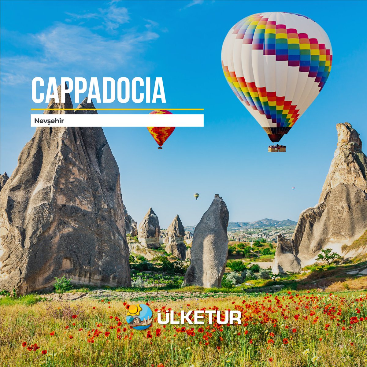 🪂 Kapadokya’nın muhteşem çiçeklerini bulutların üzerinden görün.

See the amazing flowers of Cappadocia up on the skies.
 
#ÜlkeTur #Türkiye #Kapadokya #cappadocia #HotAirBalloons  #Travel #Experience #FairyChimneys