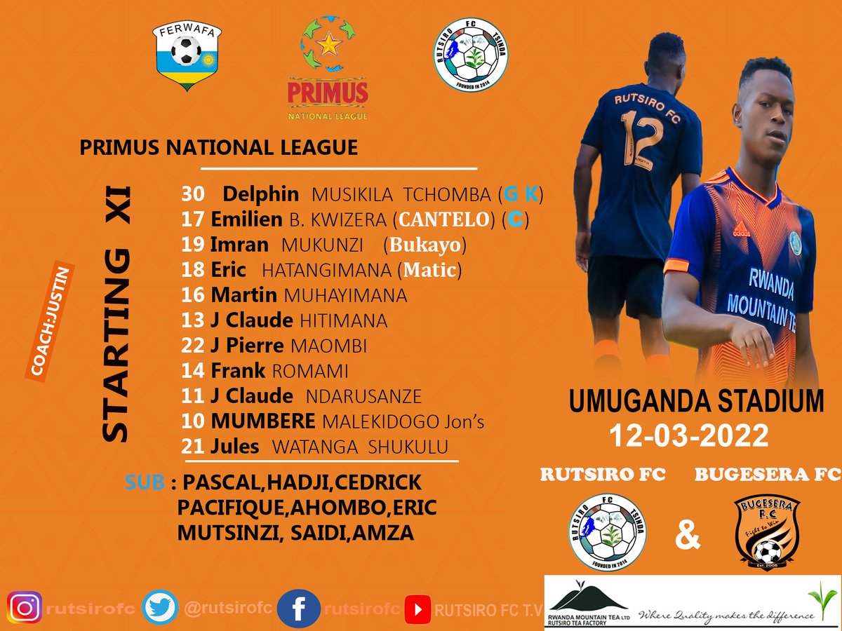 rutsirofc's tweet photo. ๐ โซ๏ธ๐ THE LINE UP๐ โซ๏ธ๐
@rutsirofc vs @Bugesera_fc
RUTSIRO FC vs BUGESERA FC
๐๏ธ UMUGANDA STADIUM
#RUTBUG
#RutsiroFcTSINDA https://t.co/rj215ow1pz