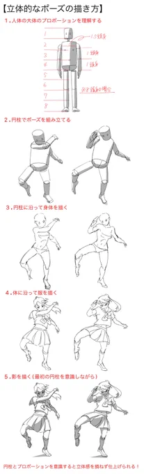 ある方に教えて貰った"円柱ロボ"を使ったポーズの描き方。個人的にはこれが一番合っている気がする
#絵描きさんと繫がりたい 
#イラスト講座 
#イラスト練習中 
