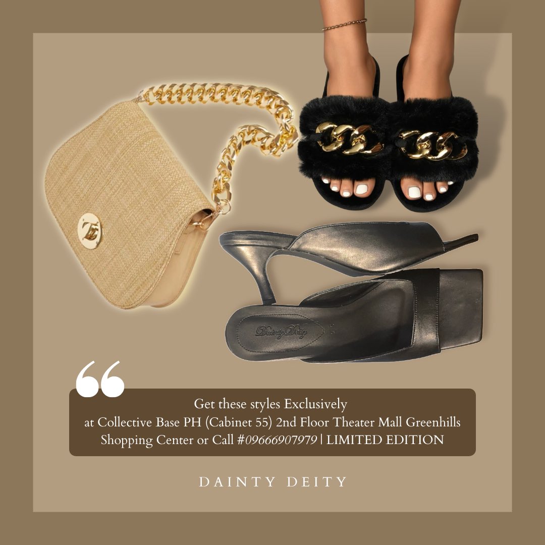 The Black Athena Mules are out and available for purchase! Check out our physical store to see if it fits you. Address details on this poster.  #daintydeity @daintydeitydrip