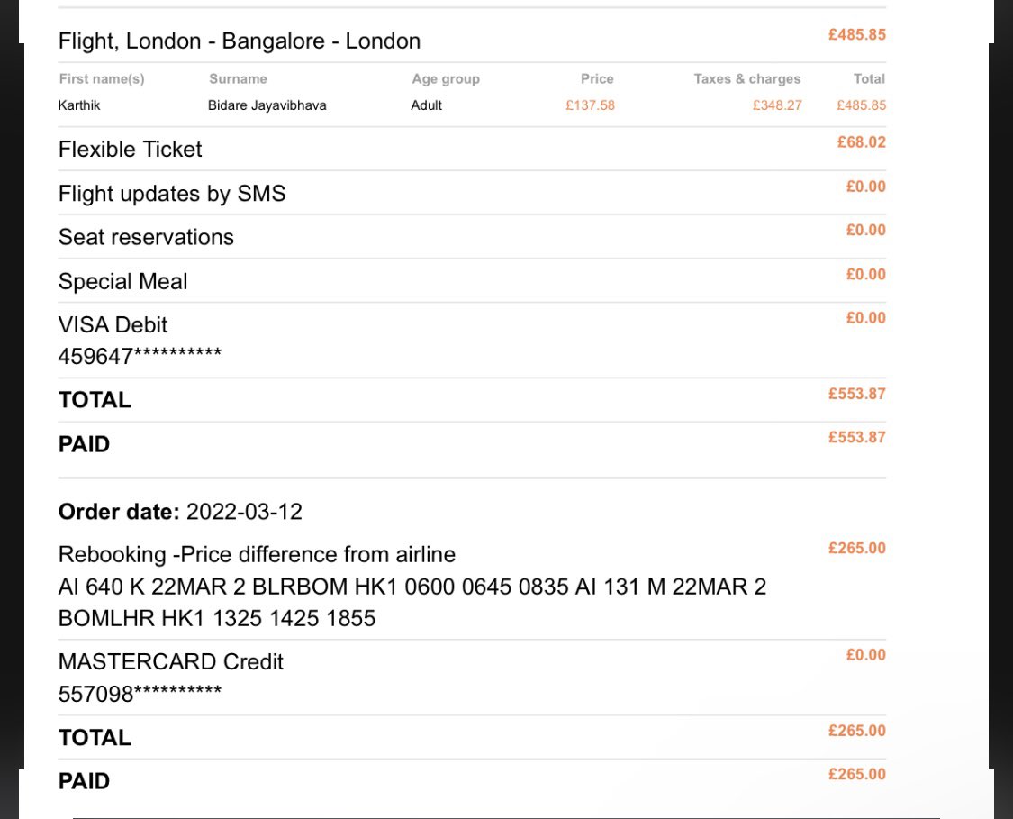 karthiksanjay's tweet image. So unprofessional of @bookingcom to mislead travelers. Opted @airindia flight reschedule option upfront and paid flight fare difference booking.com is still unsure of ticket confirmation and suggested to cancel the ticket instead. Having a nightmare experience.#fraud