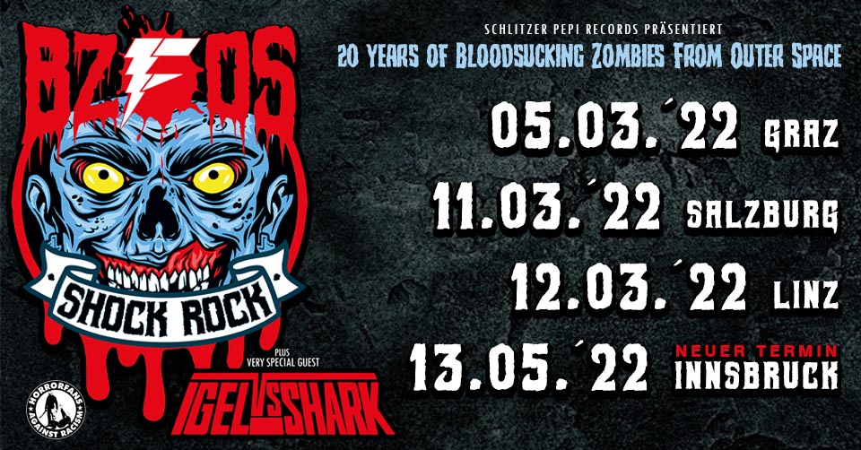 stwst_linz's tweet photo. 20 years of Bloodsucking Zombies from Outer Space!
TONIGHT - Doors & Abendkassa ab 20:00
#stadtwerkstatt #stwst #linz #stwstlinz #bzfos #igelvsshark #punk #rock #live #music #band #concert https://t.co/5oLVoHG6aH