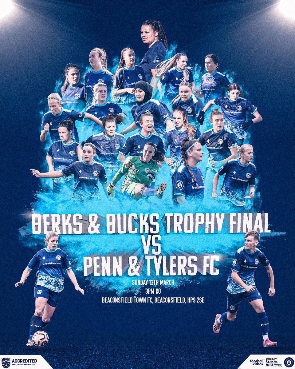 CavershamUtdWFC's tweet photo. 🚨 1️⃣ DAY TO GO 🚨

🆚 @Penn_football 
🏆 @BerksandBucksFA Women’s Trophy Final
📍 Beaconsfield Town FC, HP9 2SE
📆 Sunday 13th March 
⏰ 3pm KO

COME ON YOU GOATS! 💙🐐

#WeAreUnited https://t.co/z2Ex3UAQra