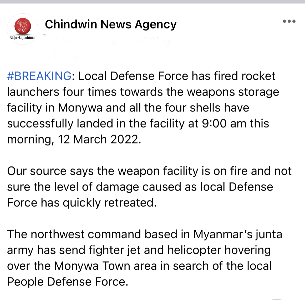 Chindwin News Agency (@thechindwin) on Twitter photo 