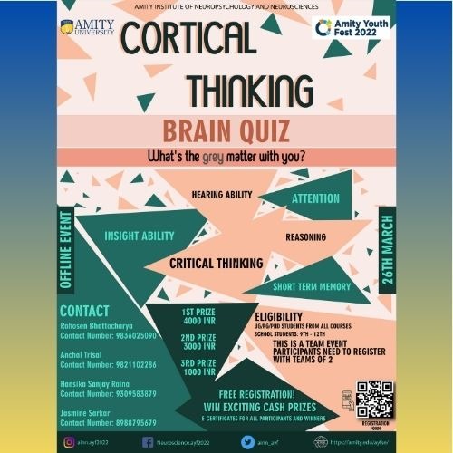AYF2024's tweet photo. Gear up to brainstorm your thinking ability with “CORTICAL  THINKING” live in the campus with fun, elite and enthusiasm !!

So what are you waiting for …!!! https://t.co/GRuvX0raSx
#AYF2022 #AUUP https://t.co/5kqil1d3eD