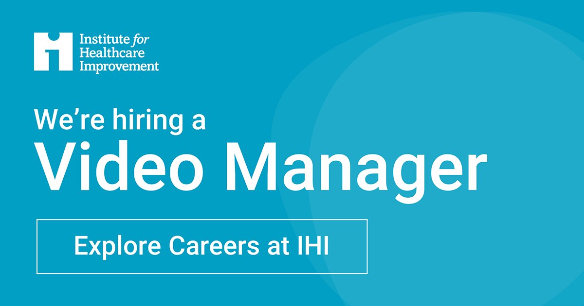TheIHI's tweet photo. We're #hiring! We are currently looking for a creative #storyteller who is willing to work a hybrid role to join us as our video manager. View all roles and apply: https://t.co/8AjcTRGyWl
#JobOpenings #HealthCare #VideoManager https://t.co/qV0tx0vUKd