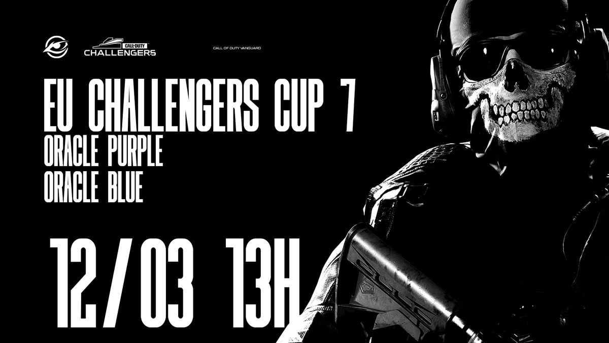 OracleEsport's tweet photo. ⚔ #EuChallengers | #COD
Nouveau tournoi pour nos 2 rosters Call Of Duty ce week-end !
🏆 #EuChallengersCup 7
▶ #OracleBlue #OraclePurple
#EyeOfVictory 👁 https://t.co/WvofgVhymq