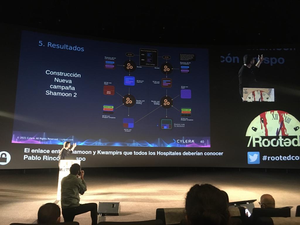 PabloForThePPL's tweet photo. Hoy en #RootedCon2022 hemos presentado los resultados de una investigación llevada a cabo en @Cylera_ sobre atribución técnica  de #Kwampirs y #shamoon . Más info técnica aquí: https://t.co/WEMnKZ5Qte https://t.co/8DklVARf8I