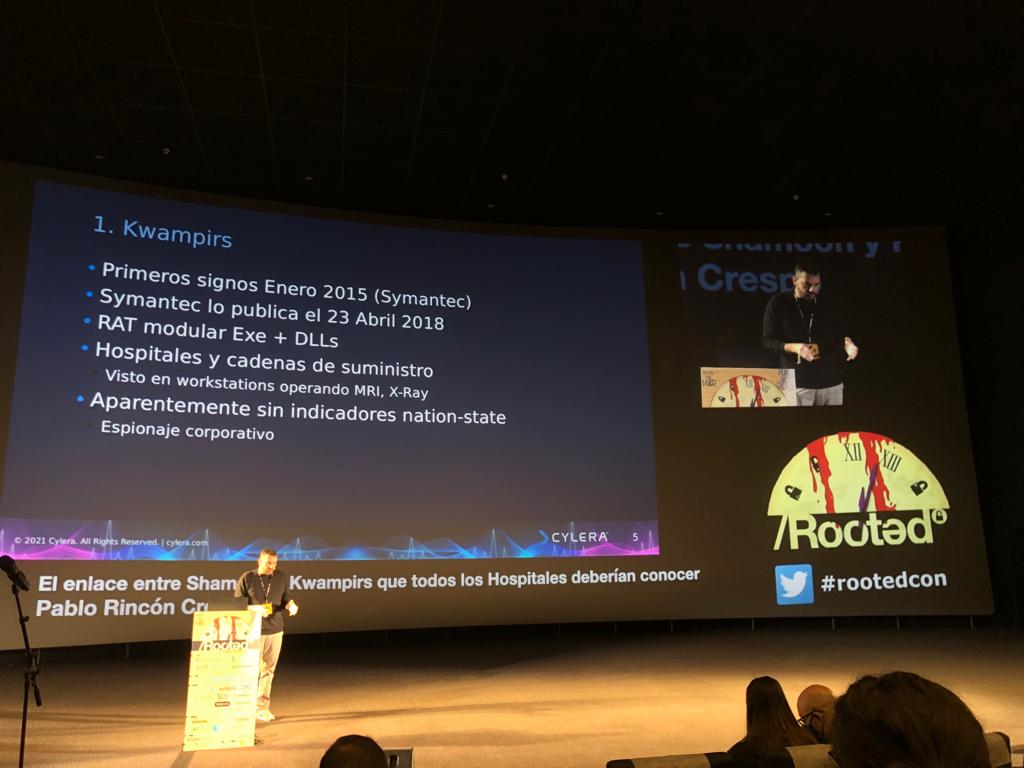 PabloForThePPL's tweet photo. Hoy en #RootedCon2022 hemos presentado los resultados de una investigación llevada a cabo en @Cylera_ sobre atribución técnica  de #Kwampirs y #shamoon . Más info técnica aquí: https://t.co/WEMnKZ5Qte https://t.co/8DklVARf8I