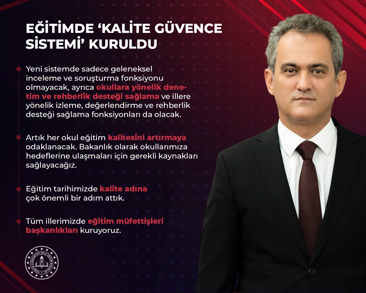 Eğitimde Kalite Güvence Sistemi Kuruldu

Bakan Özer: Eğitim tarihimizde kalite adına çok önemli bir adım attık. Artık her okul, eğitim kalitesini artırmaya odaklanacak. Okullarımıza hedeflerine ulaşmaları için gerekli kaynakları sağlayacağız.

#EğitimdeKaliteGüvenceSistemi