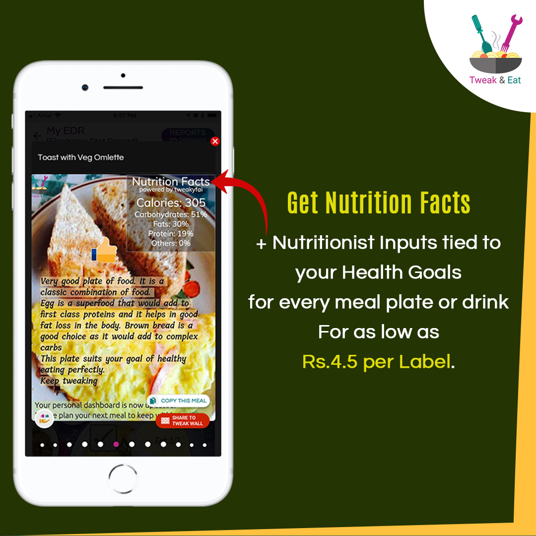 itspurpleteal's tweet photo. For just Rs. 4.5 get the ‘Nutrition Facts’ for your food plate.
Download Tweak and Eat and choose your Label pack starting from 15, 35, 60  or Unlimited.
#nutritions #healthylife #healthydiet #fitness #nutritionist #onlinenutrition #bestfitnessapp #tweak2eathealthy #tweatandeat https://t.co/PlhcQQ20WW