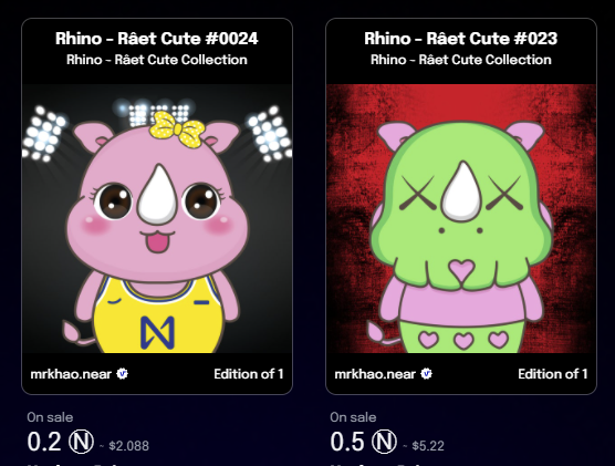🚀💰Saturday New Drop /
Collection: Rhino - Râet Cute🤍🦏
-
🚀Available on @ParasHQ
Start From 0.1 N
🔗 : paras.id/mrkhao.near/cr…
-
#NFTArtist #NFTArt #NFTCommunity #NFTTHAILAND #RhinoNFT  
#paras #parasnft #nearNFT #NEARcollector