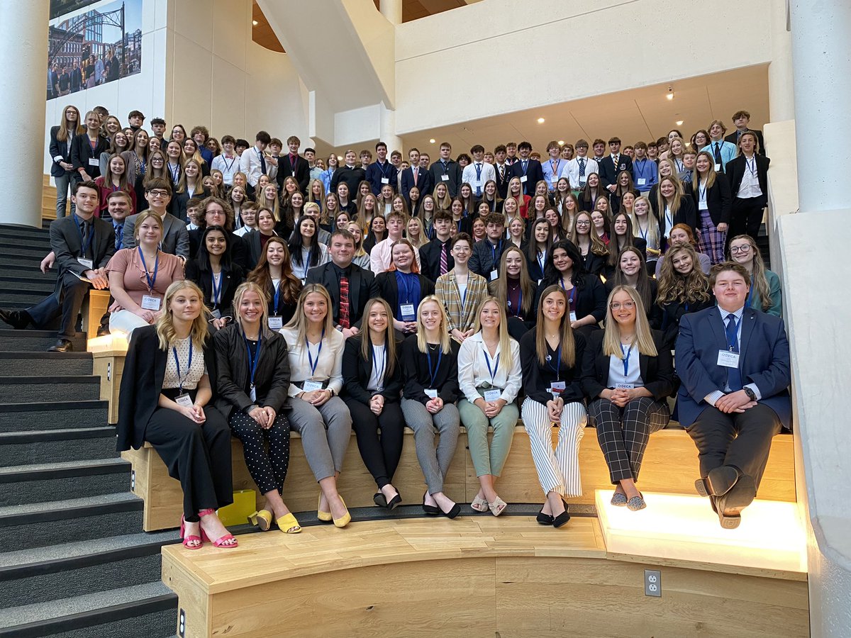 HarrisonWildcat's tweet image. DECA students are up bright and early for the Mini Awards ceremony.  After presenting in the preliminary rounds yesterday, students will find out this morning if they will advance to State Finals competition tonight.