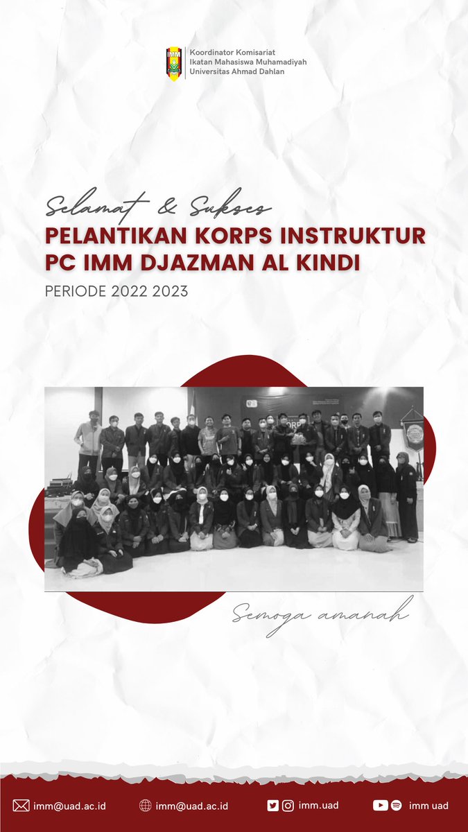 imm_uad's tweet photo. Selamat atas pelantikan korps instruktur PC IMM Djazamn Al Kindi periode 2022/2023. Semoga amanah https://t.co/kn4Q16bQmP