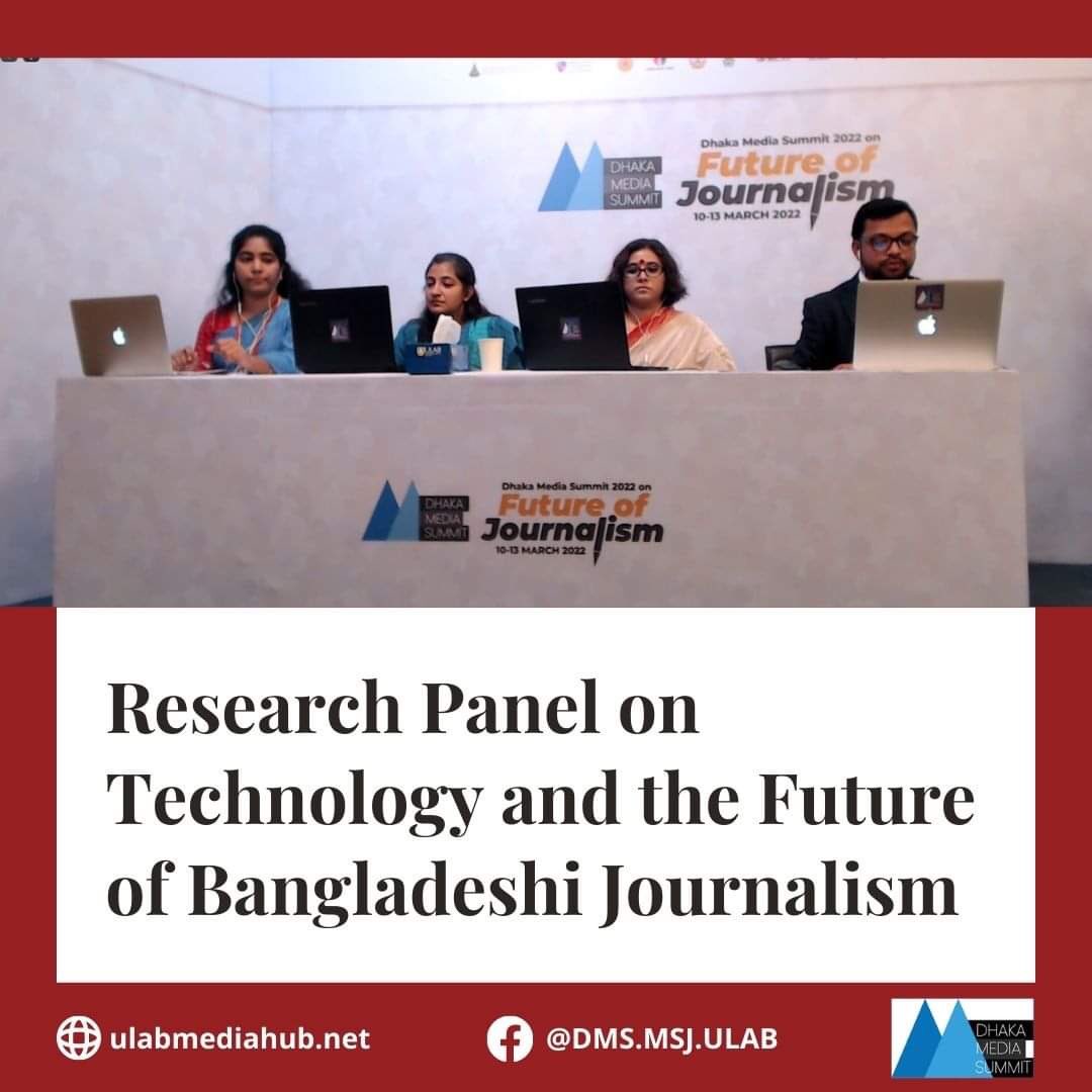 DhakaSummit's tweet photo. Happening now: Panel Discussion on Technology and the Future of Bangladeshi Journalists 

#dms2022
#MSJ
#ULAB https://t.co/xvwXV2wiNi
