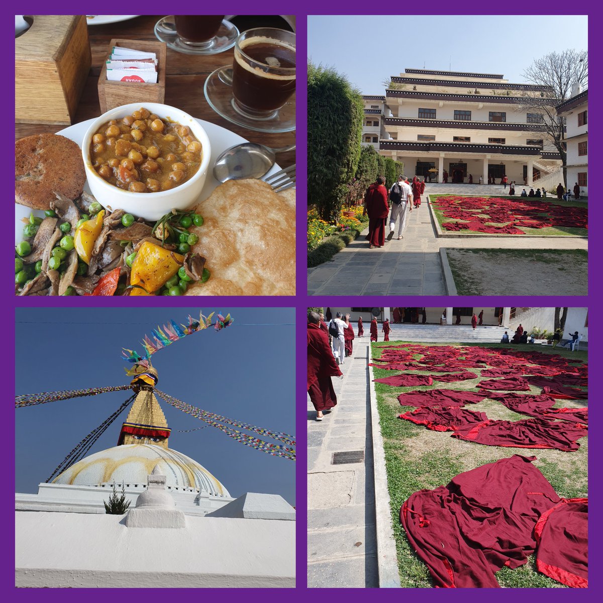 TaraTeacher1's tweet photo. A wonderful day. Breakfast at #utpala in #boudha then drubchen (meditation retreat) at a monastery. I really love living in #kathmandu #nepal https://t.co/vKB3pyG5C1