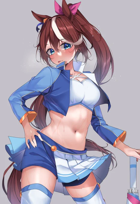 #ウマ娘
#ウマ娘プリティーダービー  
レースクイーンなトウカイテイオー描けたよ。 