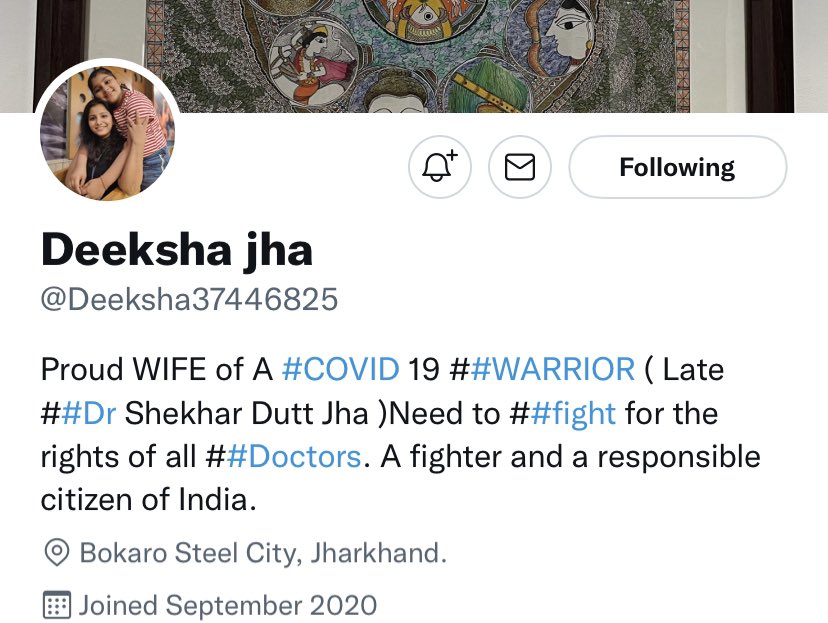 drsfaizanahmad's tweet photo. I am sharing the profile of Mrs Late Dr Dutta. Dr Dutta scarified his life while serving during the #covid wave

He, much like the other Drs, who sacrificed their lives during this pandemic, are our soldiers. 
If not much,they at least deserve a tribute &amp; recognition from the GOI https://t.co/S9zpKlSrlg