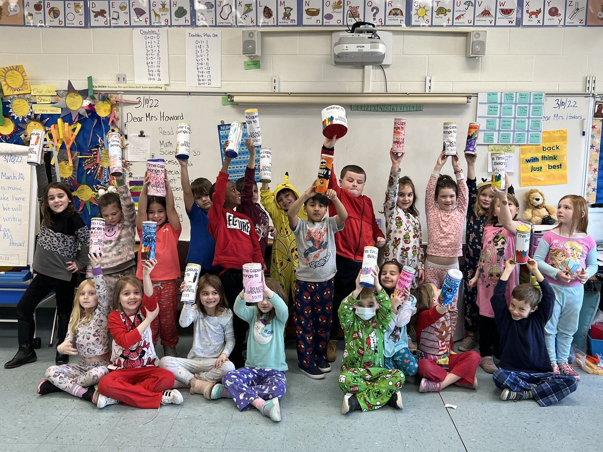 amwhoward1's tweet photo. Excited to finally bring our time capsules home! First graders will open them on 3/3/33 when they are SENIORS in High School! https://t.co/KAULhQIWoo
