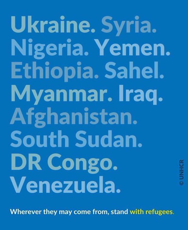 patcriolo's tweet photo. ‼️Wherever they may come from, 

We stand #WithRefugees‼️

@Refugees @UNHCRCongo @RefugeesMedia @IOMatUN @WFP @UNICEF @WHO @EU_Commission @USAIDSavesLives @FAO @UNFPA @UN_Women https://t.co/K3kVj6XnEu